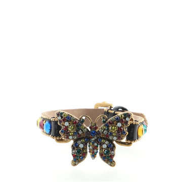 Gucci Butterfly Bracelet Crystal Embellished Leather