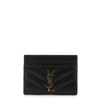 Saint Laurent Classic Monogram Card Holder Matelasse Chevron Leather