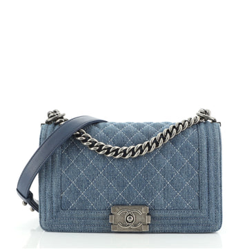 Chanel Boy Flap Bag Quilted Denim Old Medium