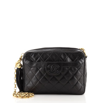 Chanel Vintage Diamond CC Camera Bag Quilted Leather Medium