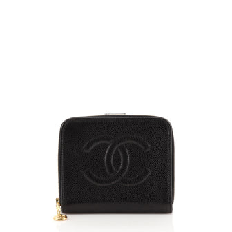 Chanel Vintage Timeless CC Zip Pocket Wallet Caviar Compact