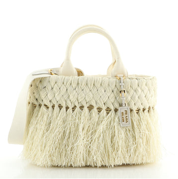 Prada Fringe Wicker Tote Woven Straw