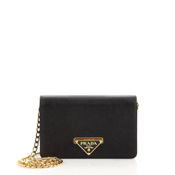 Prada Flip Lock Wallet on Chain Clutch Saffiano Leather Small