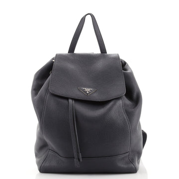 Prada Drawstring Flap Backpack Vitello Daino Large