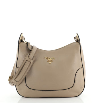 Prada Striped Strap Zip Hobo Vitello Daino Medium