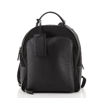 Prada Convertible Front Pocket Backpack Saffiano Leather and Tessuto Medium