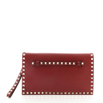 Valentino Rockstud Flap Clutch Leather