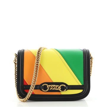 Burberry Link Flap Bag Printed Leather Small