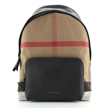 Burberry Abbeydale Backpack House Check Canvas and Leather Medium