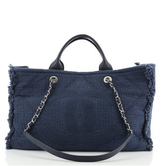 Chanel Double Face Deauville Tote Fringe Quilted Canvas Medium