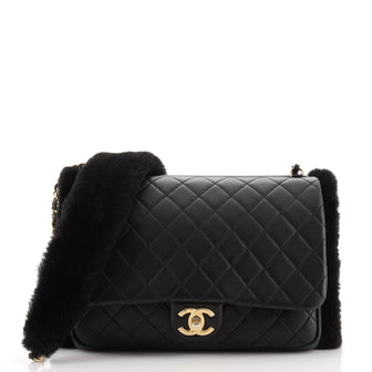 Chanel CC Muff Flap Bag Quilted Lambskin and Shearling Medium