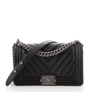 Chanel Boy Flap Bag Chevron Lambskin Old Medium