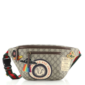 Gucci Courrier Zip Belt Bag GG Coated Canvas with Applique