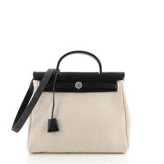 Hermes Herbag Toile and Leather PM