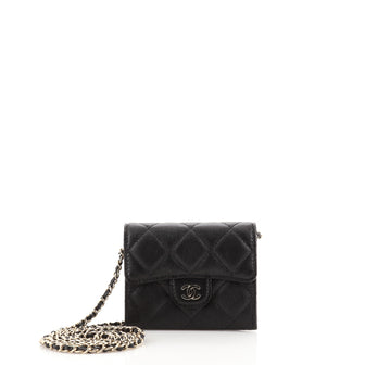 Chanel Classic Card Holder on Chain Quilted Caviar Mini