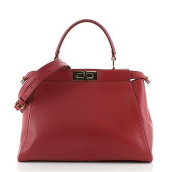 Fendi Selleria Peekaboo Bag Leather with Beaded Interior Regular
