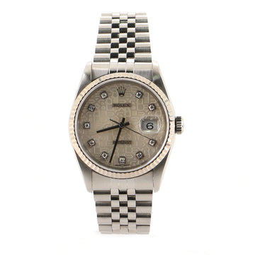 Rolex Oyster Perpetual Datejust Automatic Watch Stainless Steel and White Gold with Diamond Markers 36