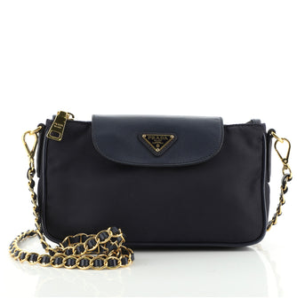 Prada Chain Crossbody Bag Tessuto and Saffiano Leather Small