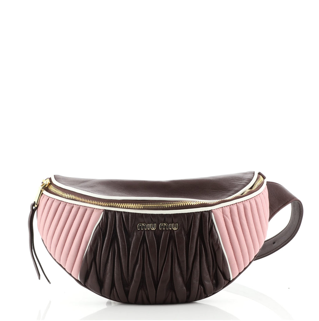 MIU MIU ボディバッグ Miu Miu Biker Waist Bag Matelasse Leather 73788