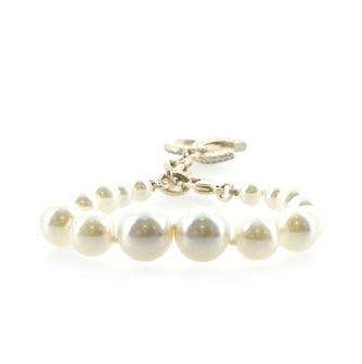 Chanel CC Charm Pearl Bracelet Faux Pearls and Crystal Embellished Metal