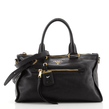 Prada Front Zip Convertible Satchel Vitello Daino Medium
