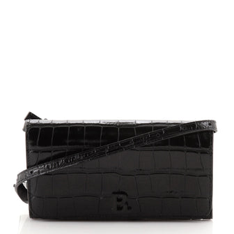 Balenciaga Touch B. Crossbody Bag Crocodile Embossed Leather Mini