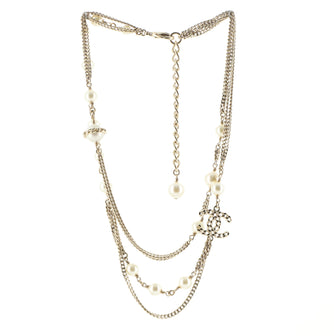 Chanel CC Pearl Multistrand Necklace Metal and Faux Pearls