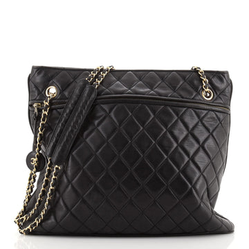 Chanel Vintage Zipped Chain Tote Quilted Leather Large
