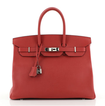 Hermes Birkin Handbag Red Epsom with Palladium Hardware 35