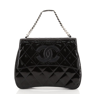 Chanel Vintage ID Bracelet Flap Bag Quilted Patent Medium