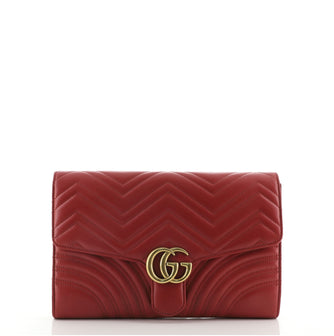Gucci GG Marmont Flap Clutch Matelasse Leather