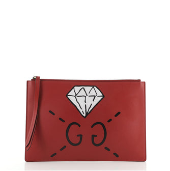 Gucci Zipped Pouch GucciGhost Leather Large