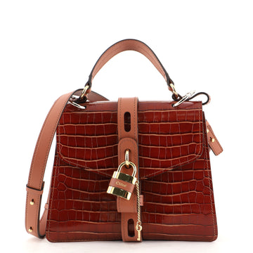 Chloe Aby Day Bag Crocodile Embossed Leather Medium