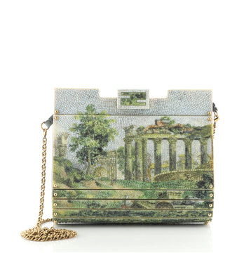 Fendi Couture FF Frame Chain Clutch Resin Small