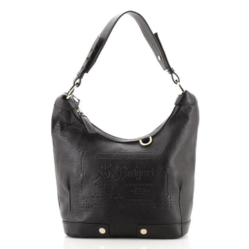 Bvlgari Zip Hobo Logo Embossed Leather Small