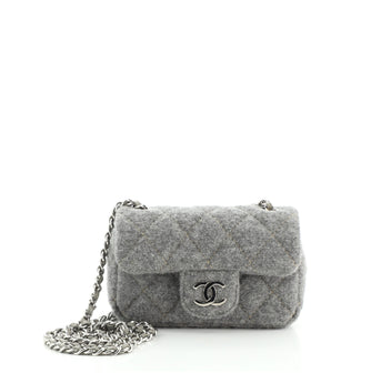 Chanel Chain Flap Bag Quilted Wool Extra Mini