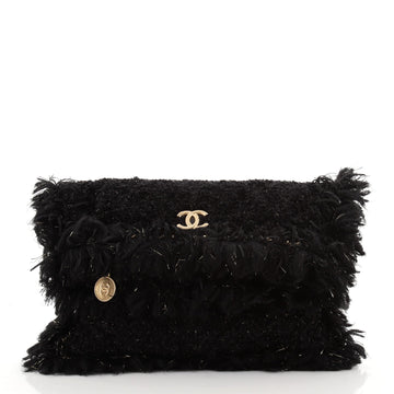 Chanel Paris Cosmopolite Flap Fringe Clutch Quilted Tweed Medium