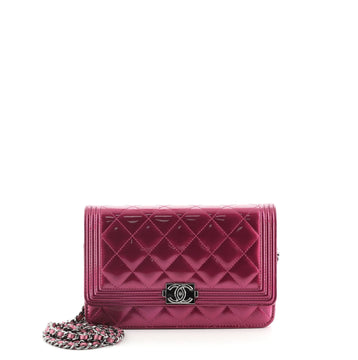 Chanel Boy Wallet on Chain Quilted Patent