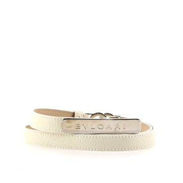Bvlgari Double Ring Bvlgari Belt Metal with Leather Thin