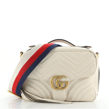 Gucci GG Marmont Zip Around Camera Bag Matelasse Leather Small