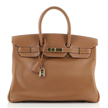 Hermes Birkin Handbag Brown Courchevel with Gold Hardware 35
