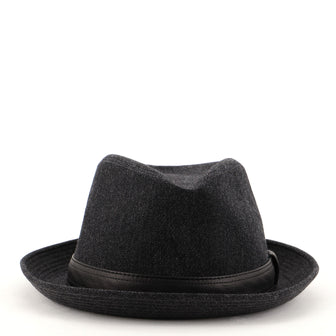 Hermes Fedora Hat Wool with Leather