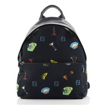 Fendi Front Pocket Backpack Printed Nylon Medium