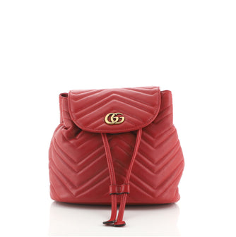 Gucci GG Marmont Drawstring Backpack Matelasse Leather Mini