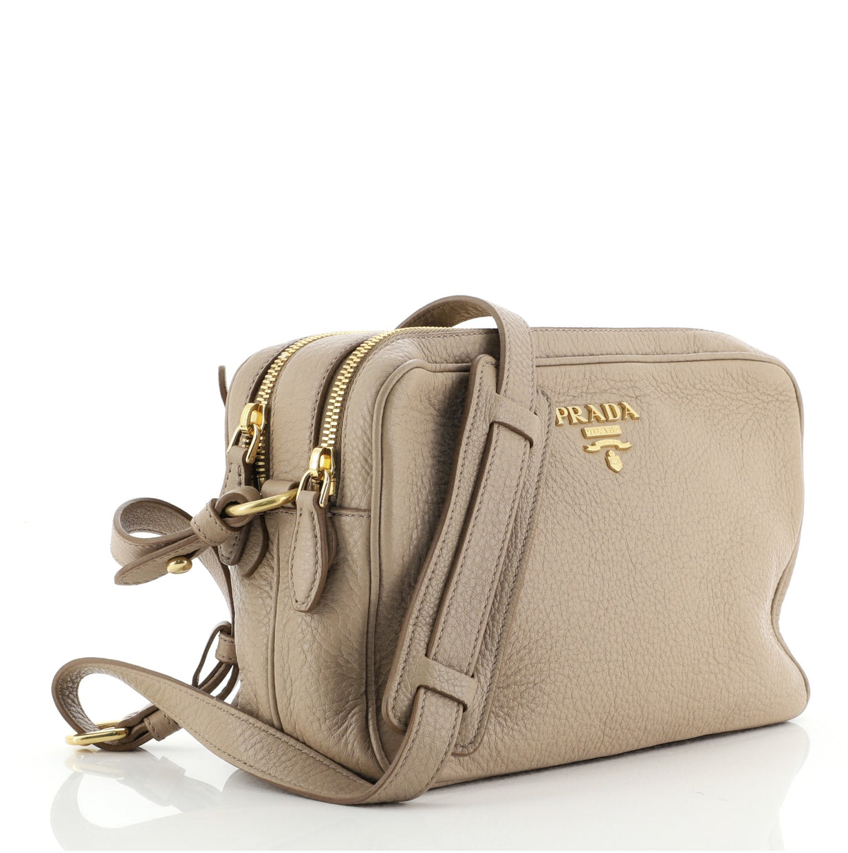 Prada Double Zip Camera Bag Vitello Phenix Medium Neutral 74125406