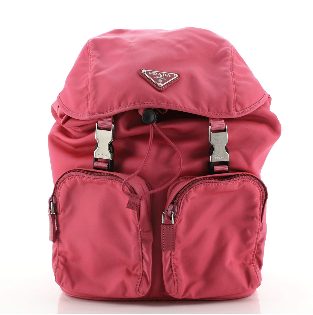 Prada Double Front Pocket Backpack Tessuto Medium Pink 74125432 display picture 1