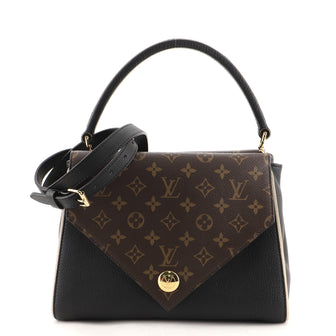 Louis Vuitton Double V Handbag Calfskin with Monogram Canvas