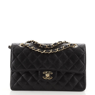 Chanel Vintage Classic Double Flap Bag Quilted Caviar Small