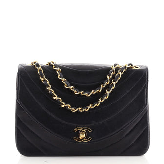 Chanel Vintage Round Flap Bag Horizontal Quilted Lambskin Mini