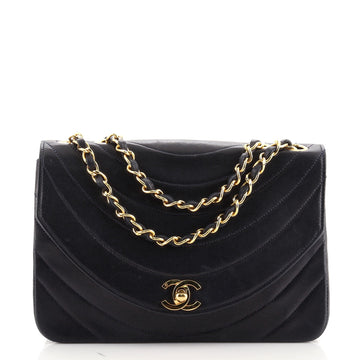 Chanel Vintage Round Flap Bag Horizontal Quilted Lambskin Mini